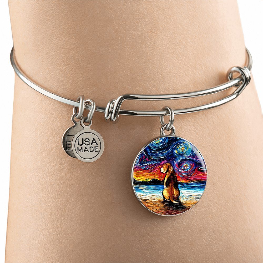 Beach Night - Beagle Round Charm Bracelet