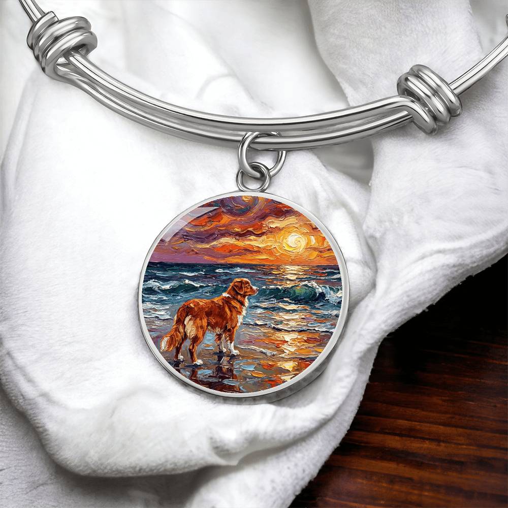 Beach Days - Nova Scotia Duck Tolling Retriever Round Charm Bracelet