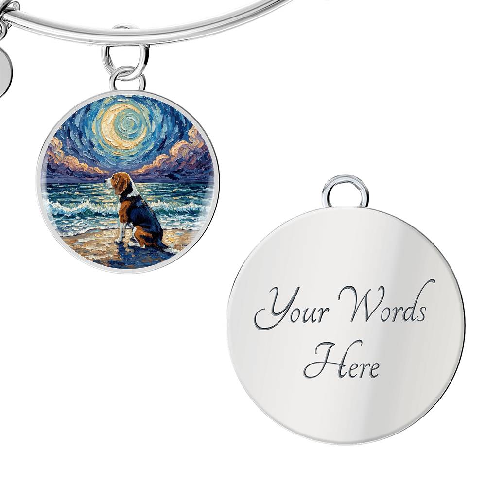 Beach Night - Beagle Round Charm Bracelet