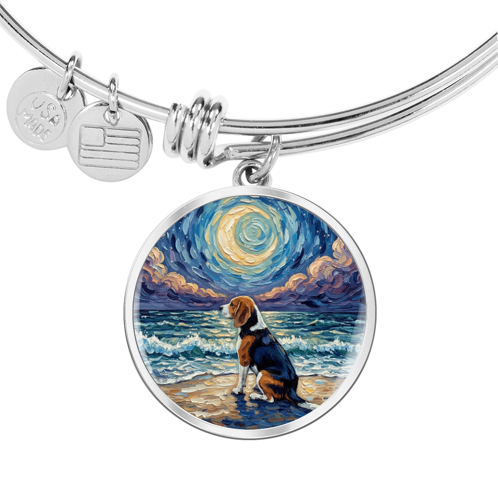 Beach Night - Beagle Round Charm Bracelet
