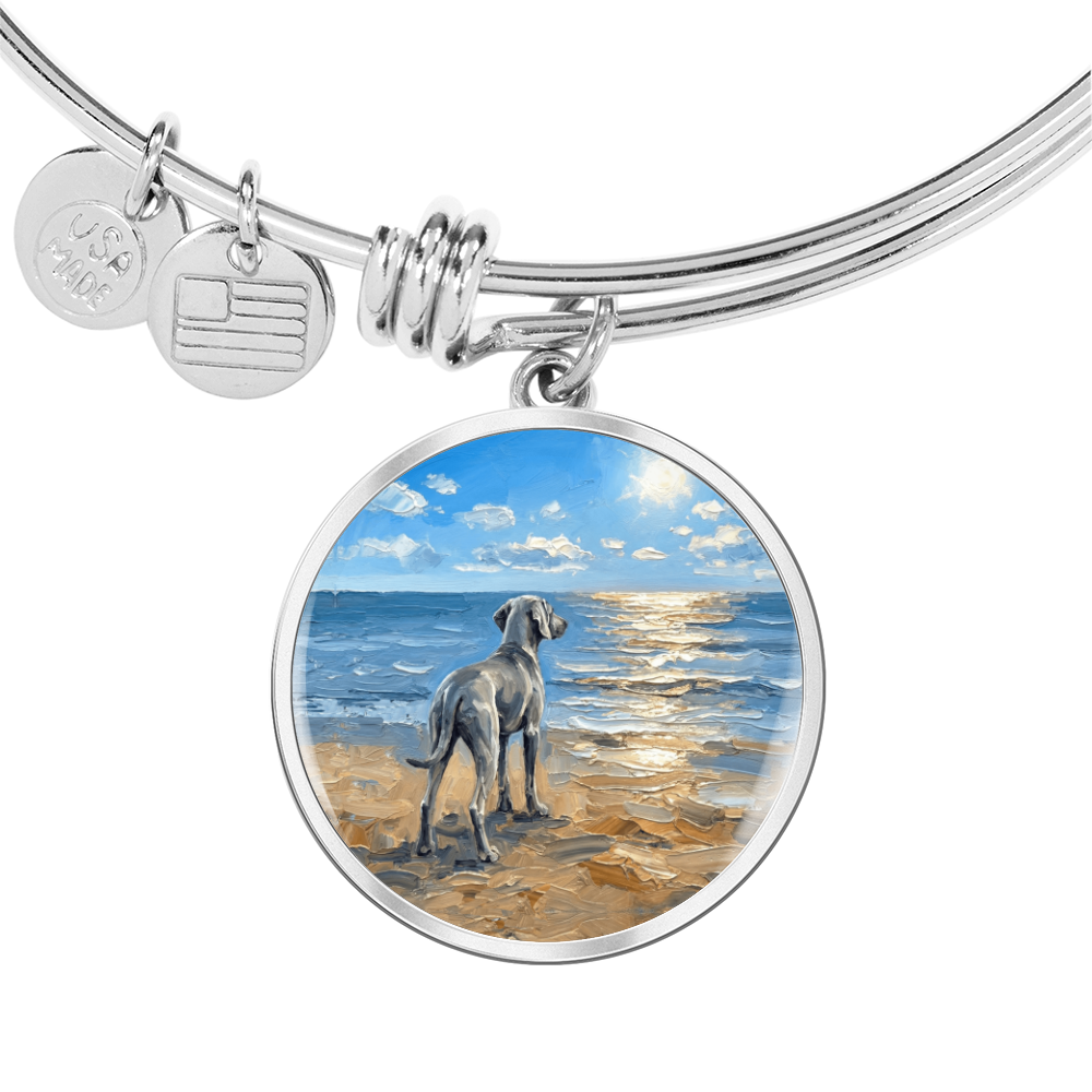 Beach Day - Weimaraner Round Charm Bracelet