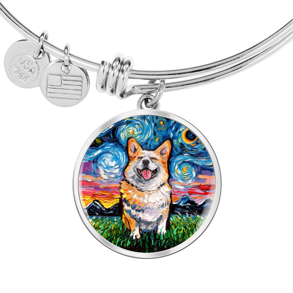 Smiling Corgi Round Charm Bracelet