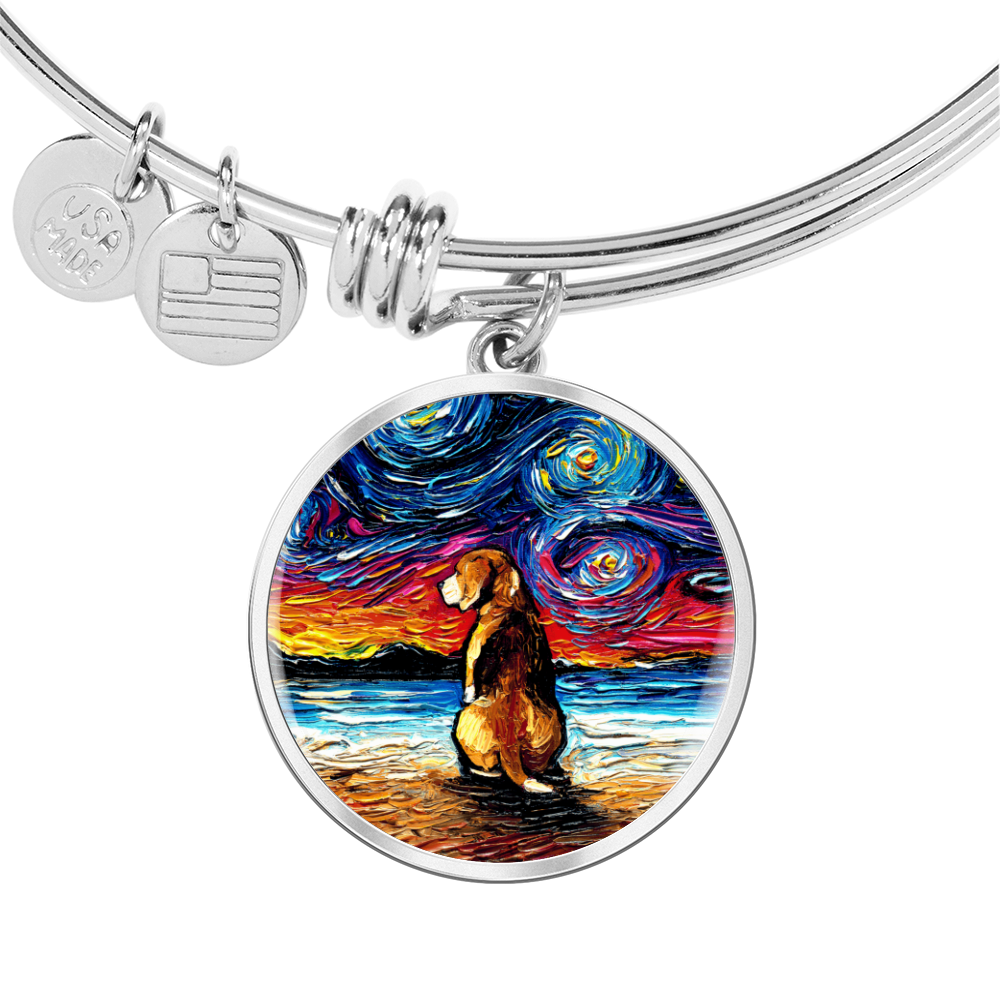Beach Night - Beagle Round Charm Bracelet