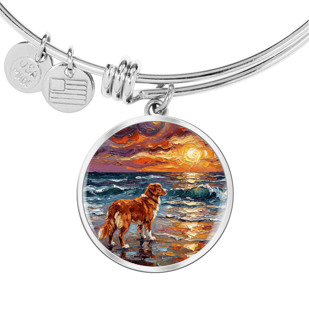 Beach Days - Nova Scotia Duck Tolling Retriever Round Charm Bracelet