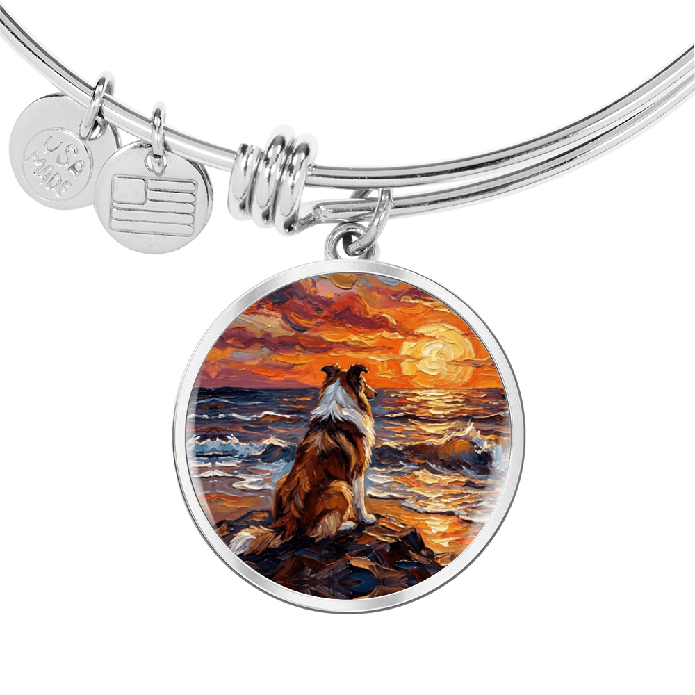 Beach Night - Collie Round Charm Bracelet