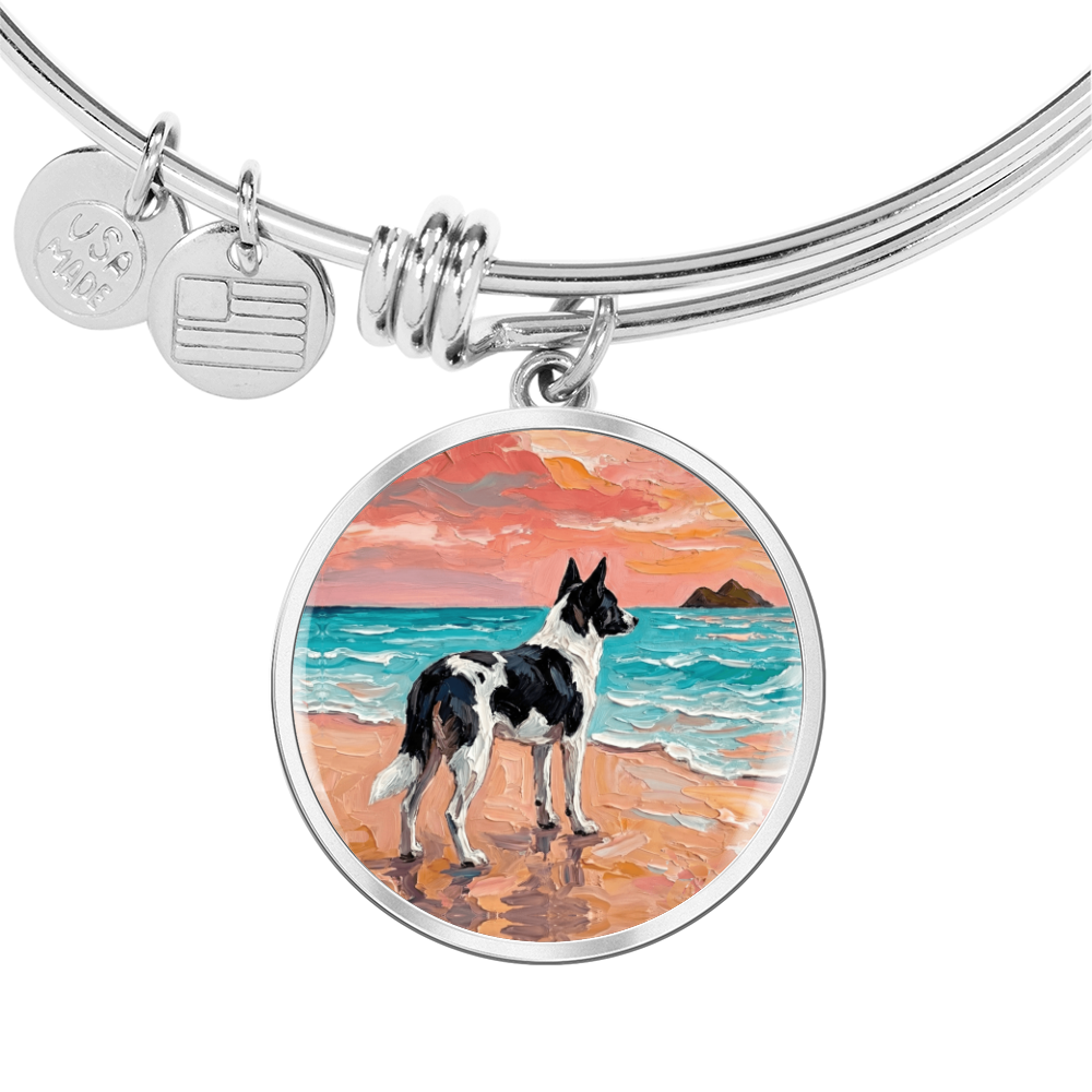 Beach Day - Canaan Dog Round Charm Bracelet