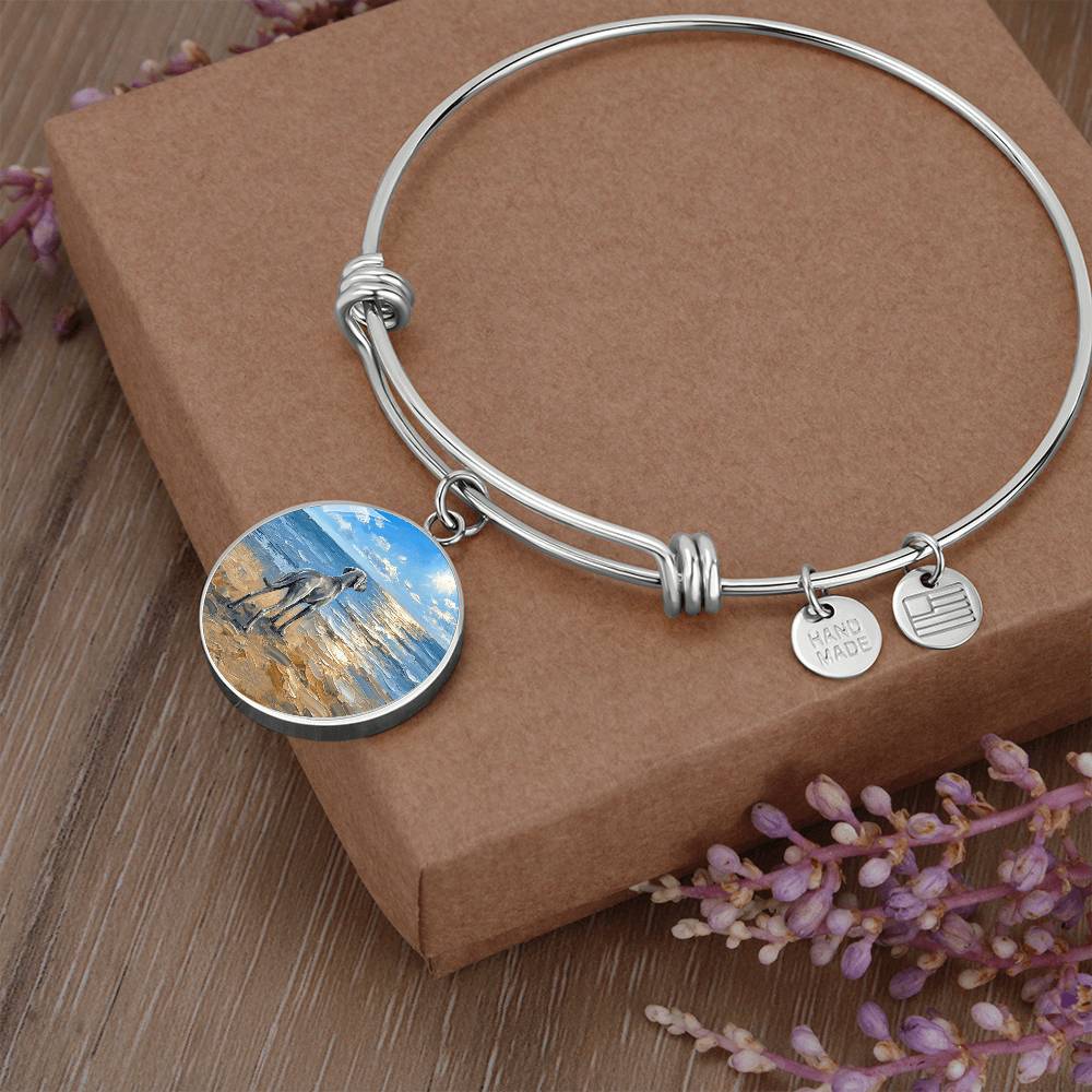 Beach Day - Weimaraner Round Charm Bracelet