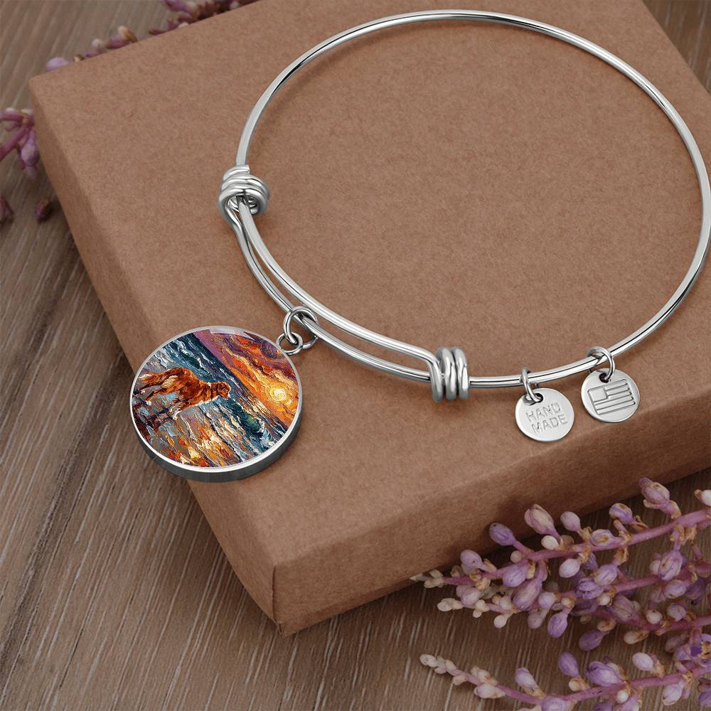Beach Days - Nova Scotia Duck Tolling Retriever Round Charm Bracelet