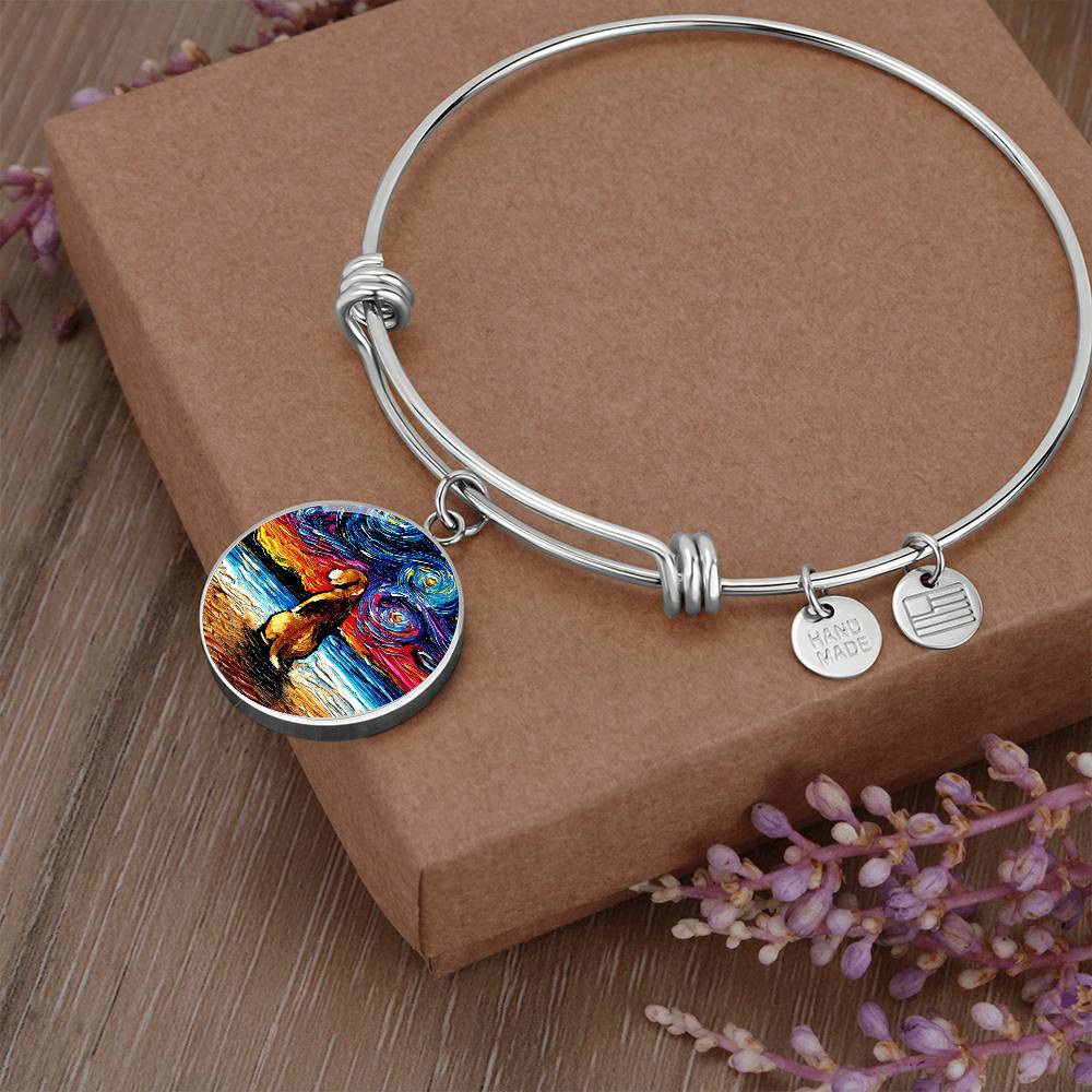 Beach Night - Beagle Round Charm Bracelet