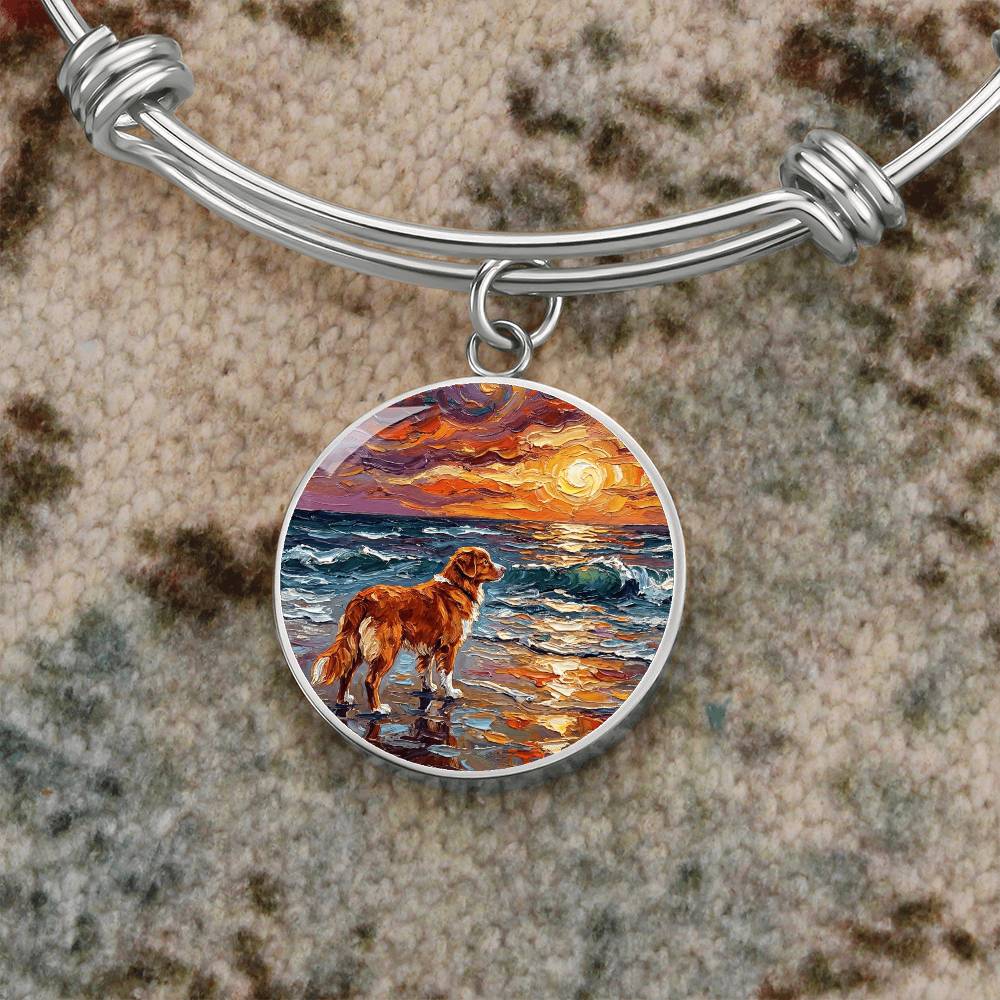 Beach Days - Nova Scotia Duck Tolling Retriever Round Charm Bracelet