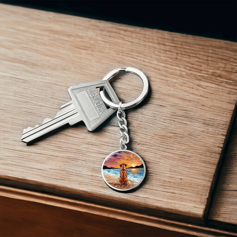 Beach Night - Rhodesian Ridgeback Round Keychain