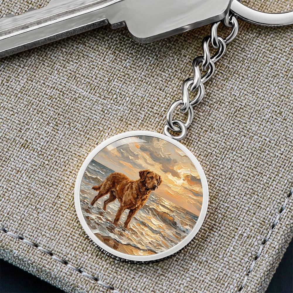 Beach Day - Chesapeake Bay Retriever Round Keychain