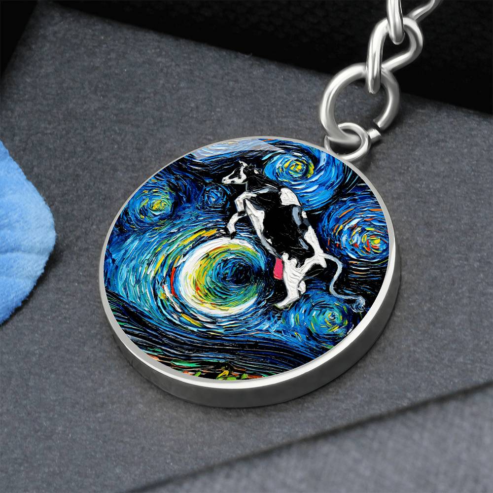 The Cow Jumped Over The Moon Round Keychain