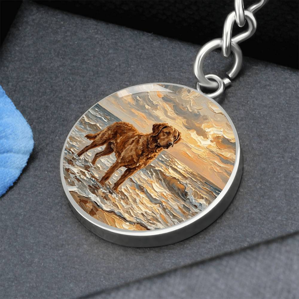 Beach Day - Chesapeake Bay Retriever Round Keychain