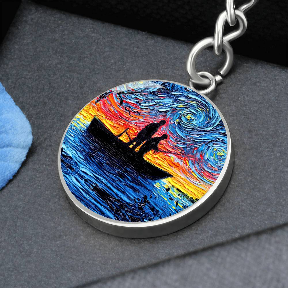 The Fishing Trip Starry Night Round Keychain