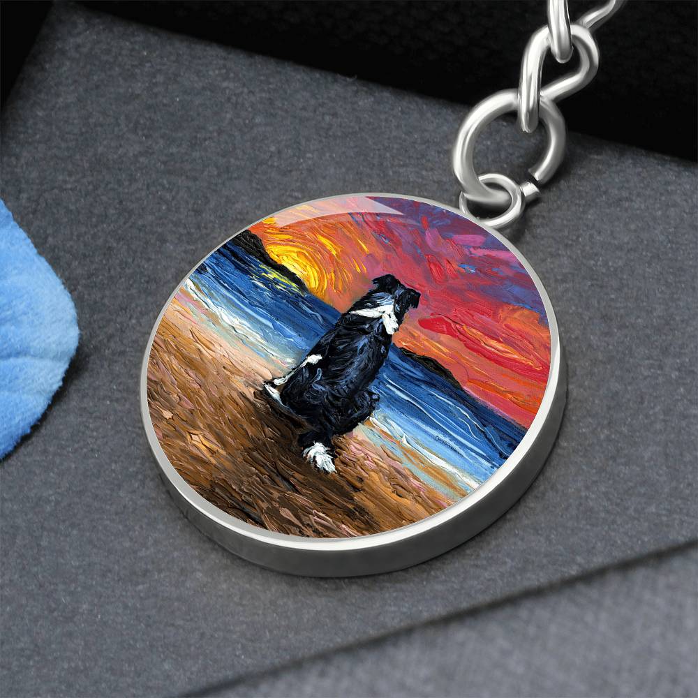 Beach Days - Border Collie Round Keychain
