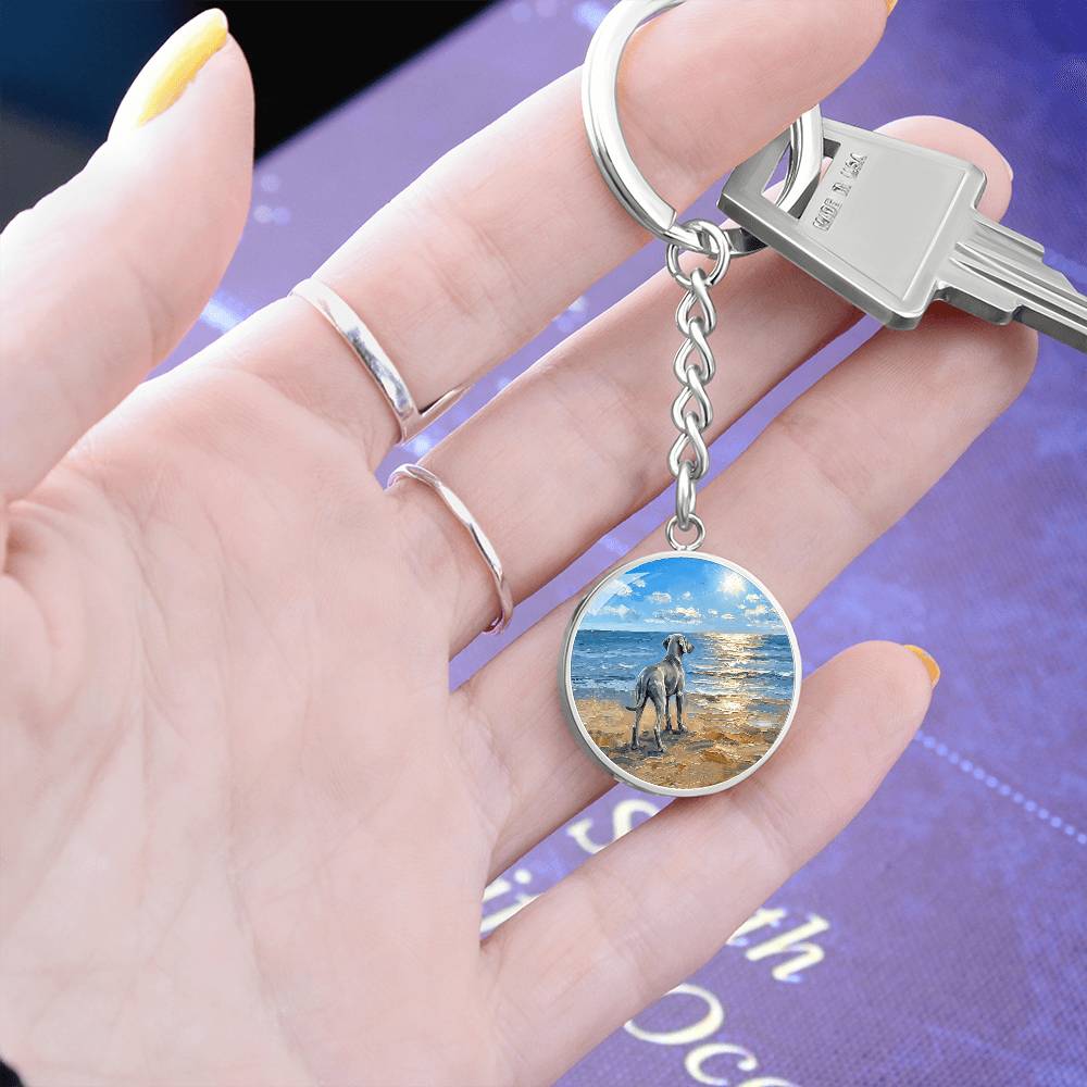 Beach Day - Weimaraner Round Keychain
