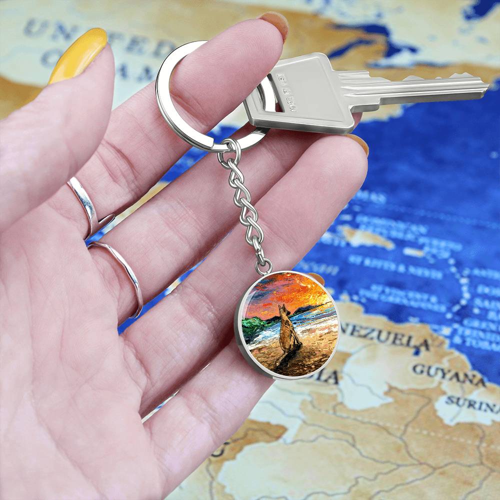 Beach Days - Belgian Malinois Round Keychain