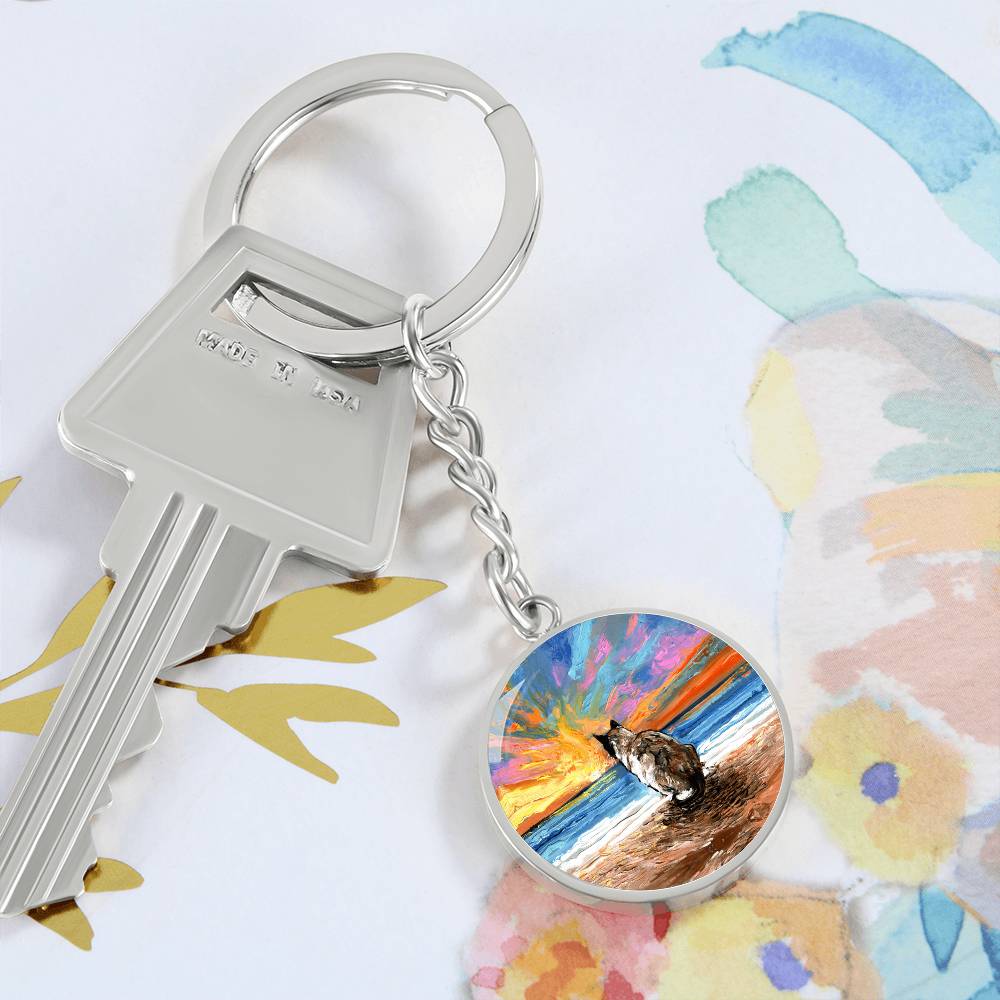 Beach Days - Snowshoe Cat Round Keychain