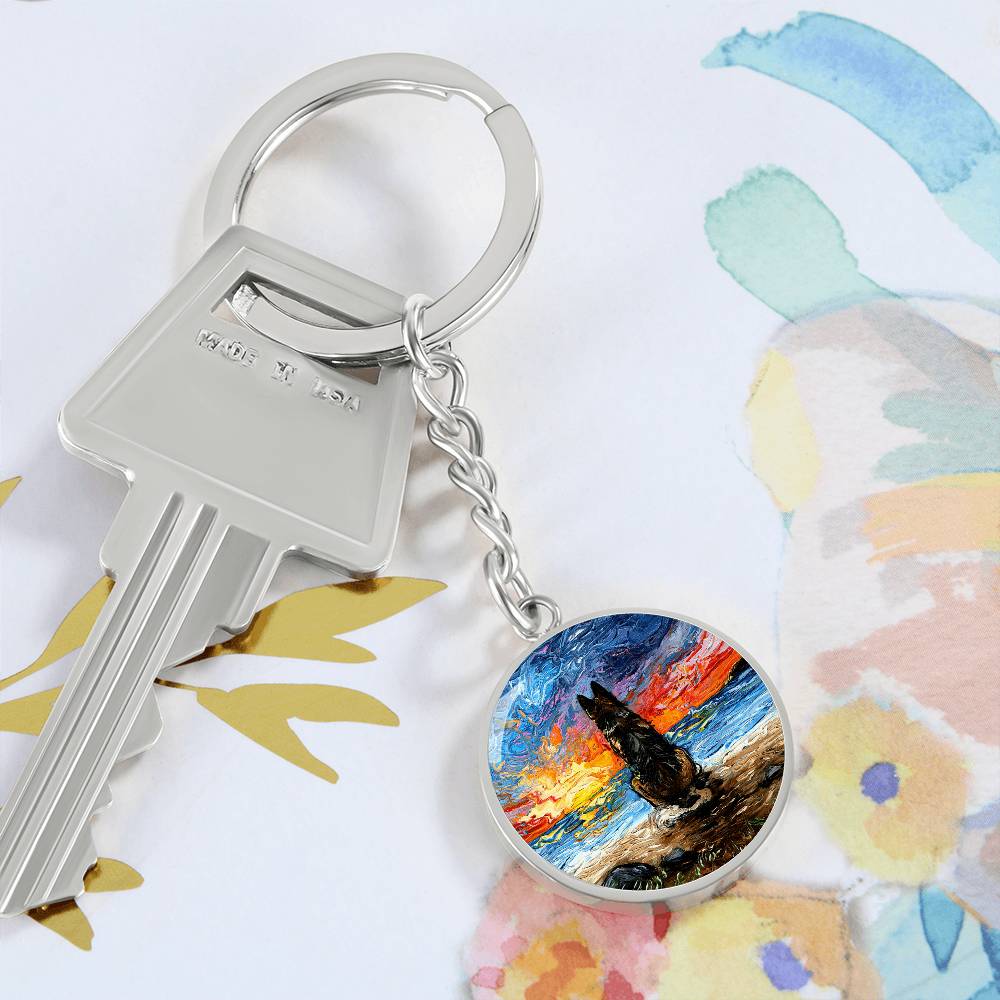 Beach Days - German Shepherd Round Keychain