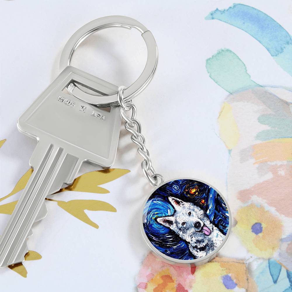 Swiss Shepherd Starry Night Round Keychain