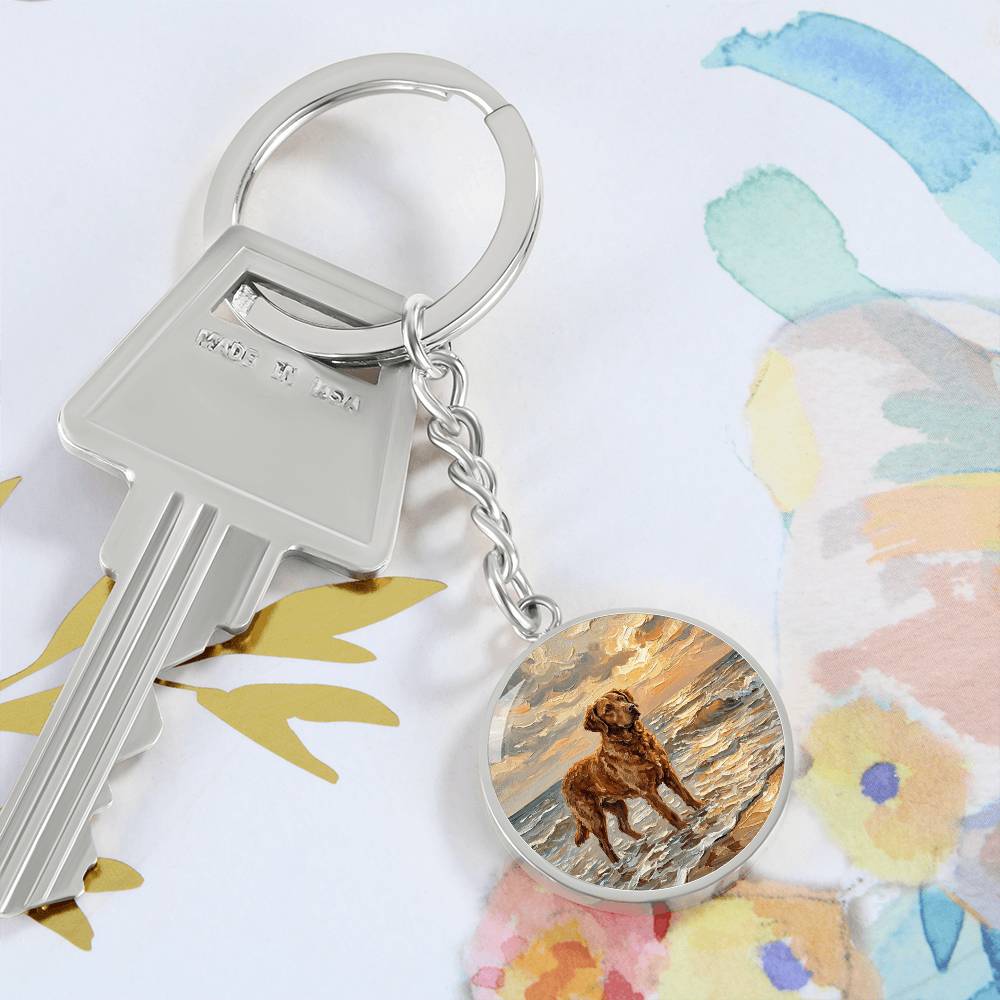 Beach Day - Chesapeake Bay Retriever Round Keychain
