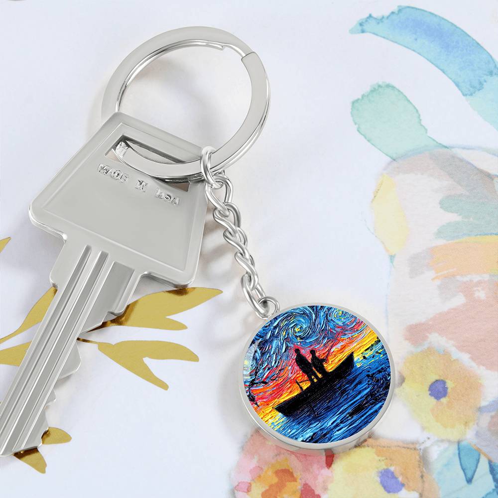 The Fishing Trip Starry Night Round Keychain