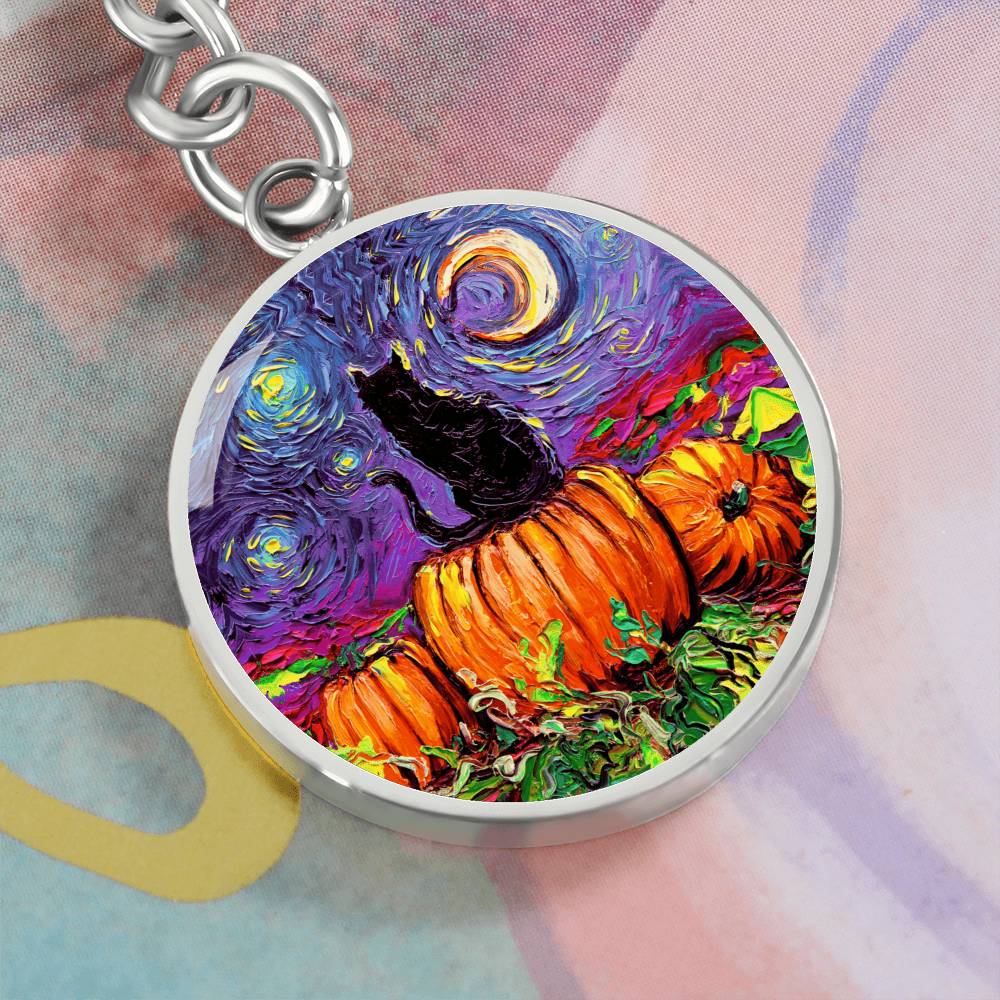 Starry Hallow's Eve Round Keychain