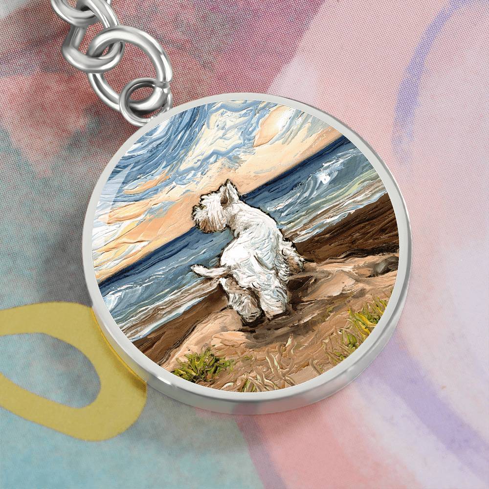 Beach Days - Westie Round Keychain