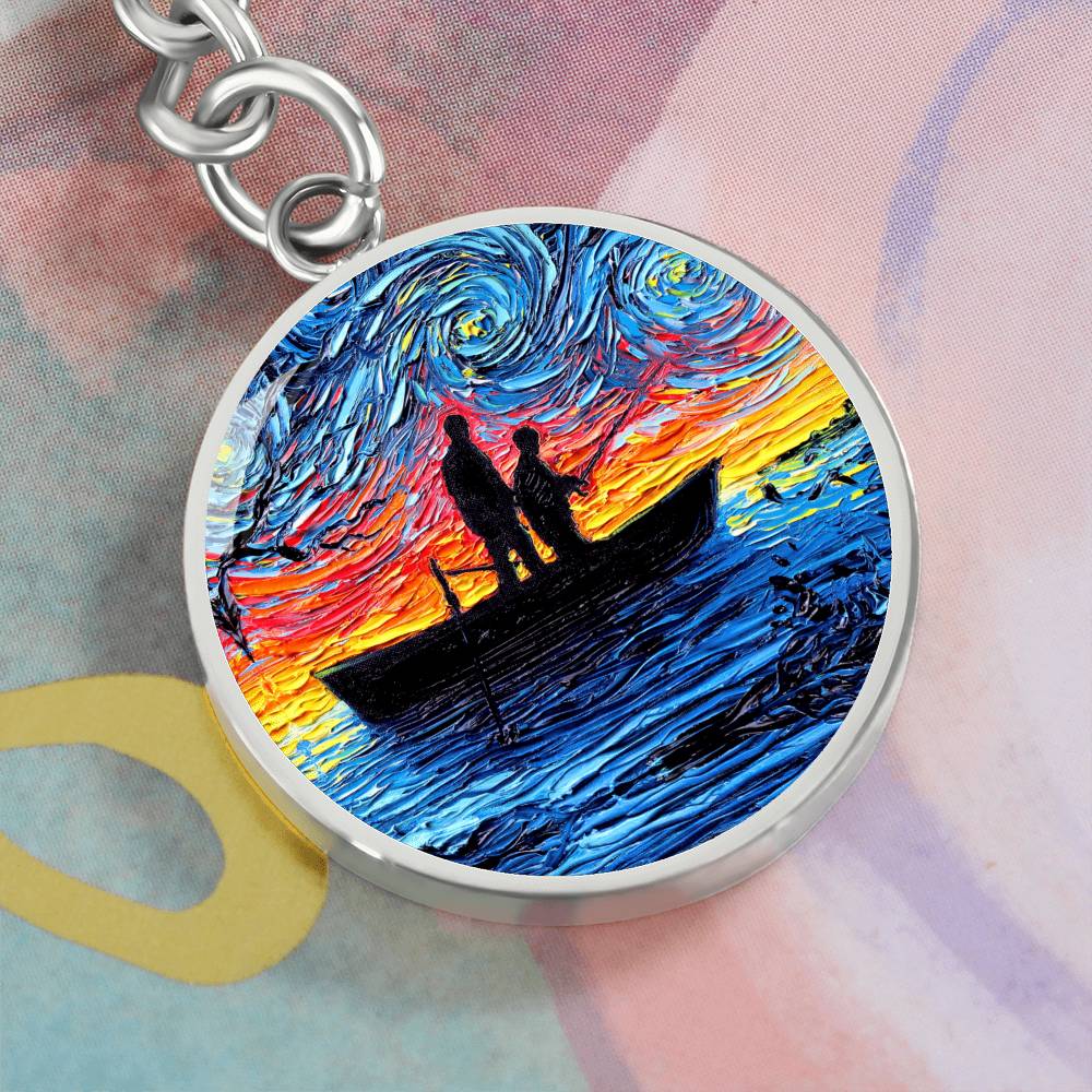 The Fishing Trip Starry Night Round Keychain