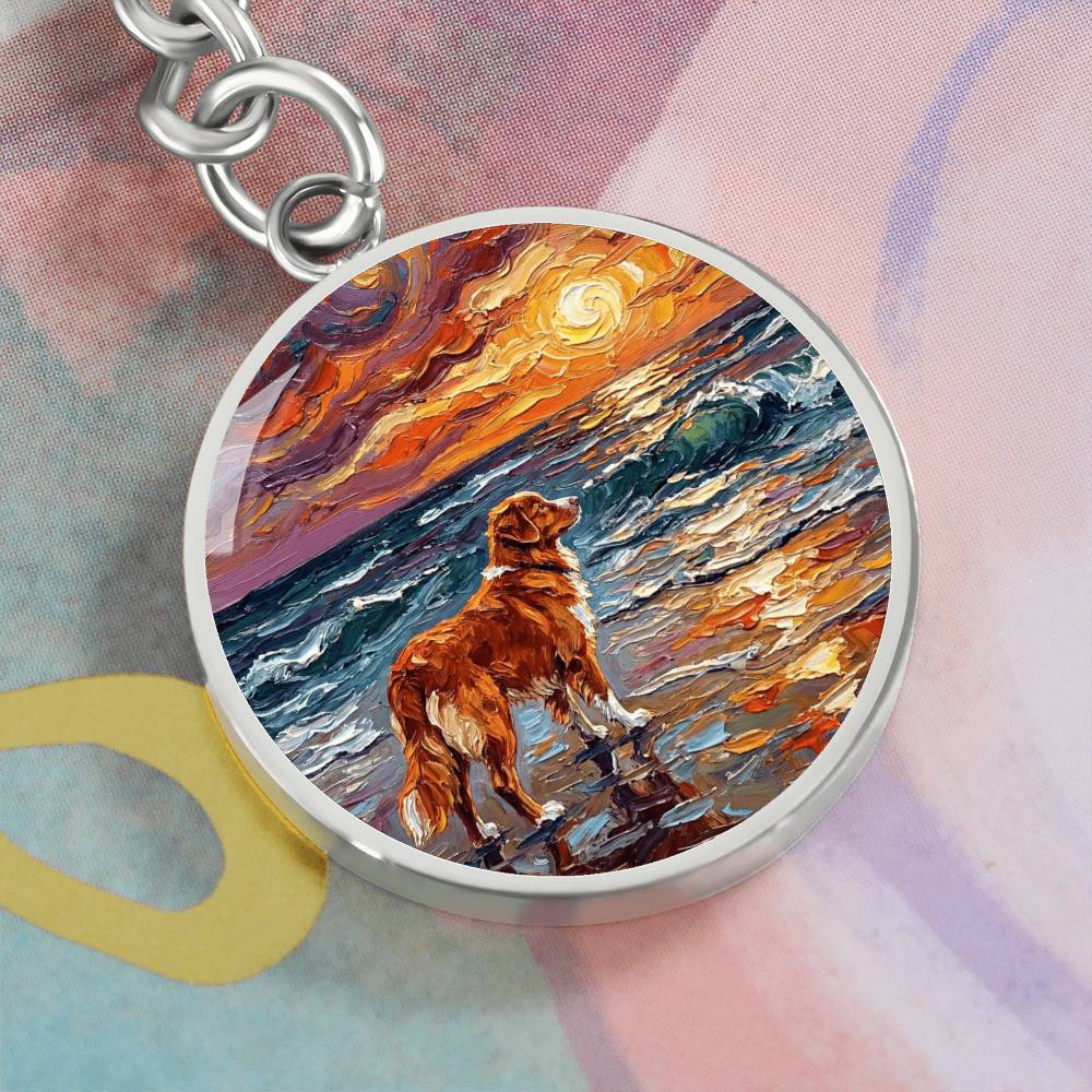Beach Days - Nova Scotia Duck Tolling Retriever Round Keychain