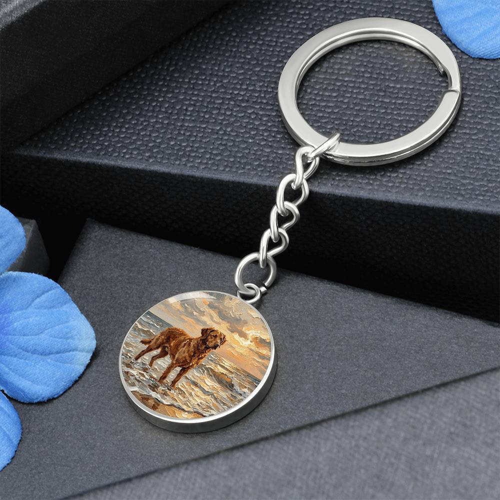 Beach Day - Chesapeake Bay Retriever Round Keychain