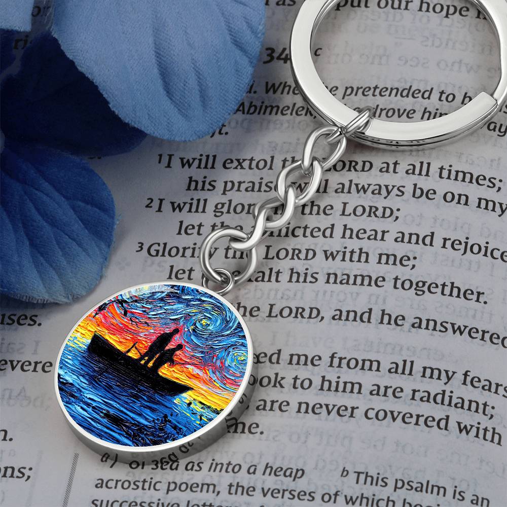 The Fishing Trip Starry Night Round Keychain