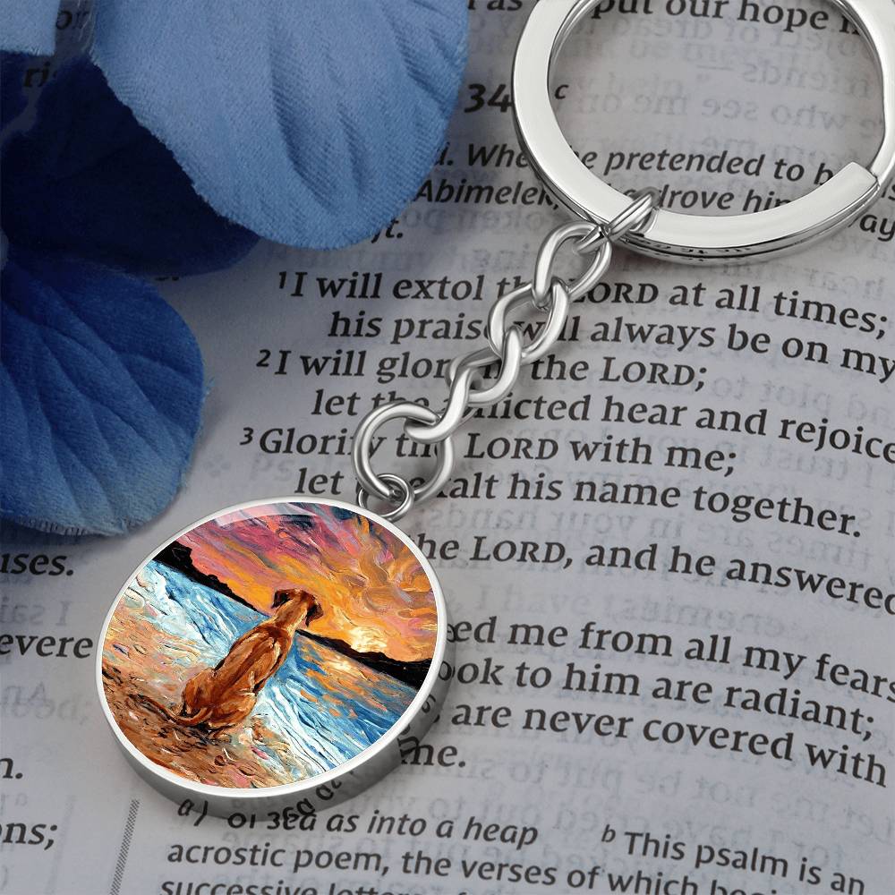 Beach Night - Rhodesian Ridgeback Round Keychain