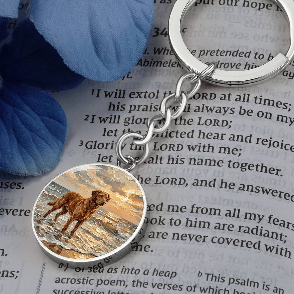 Beach Day - Chesapeake Bay Retriever Round Keychain