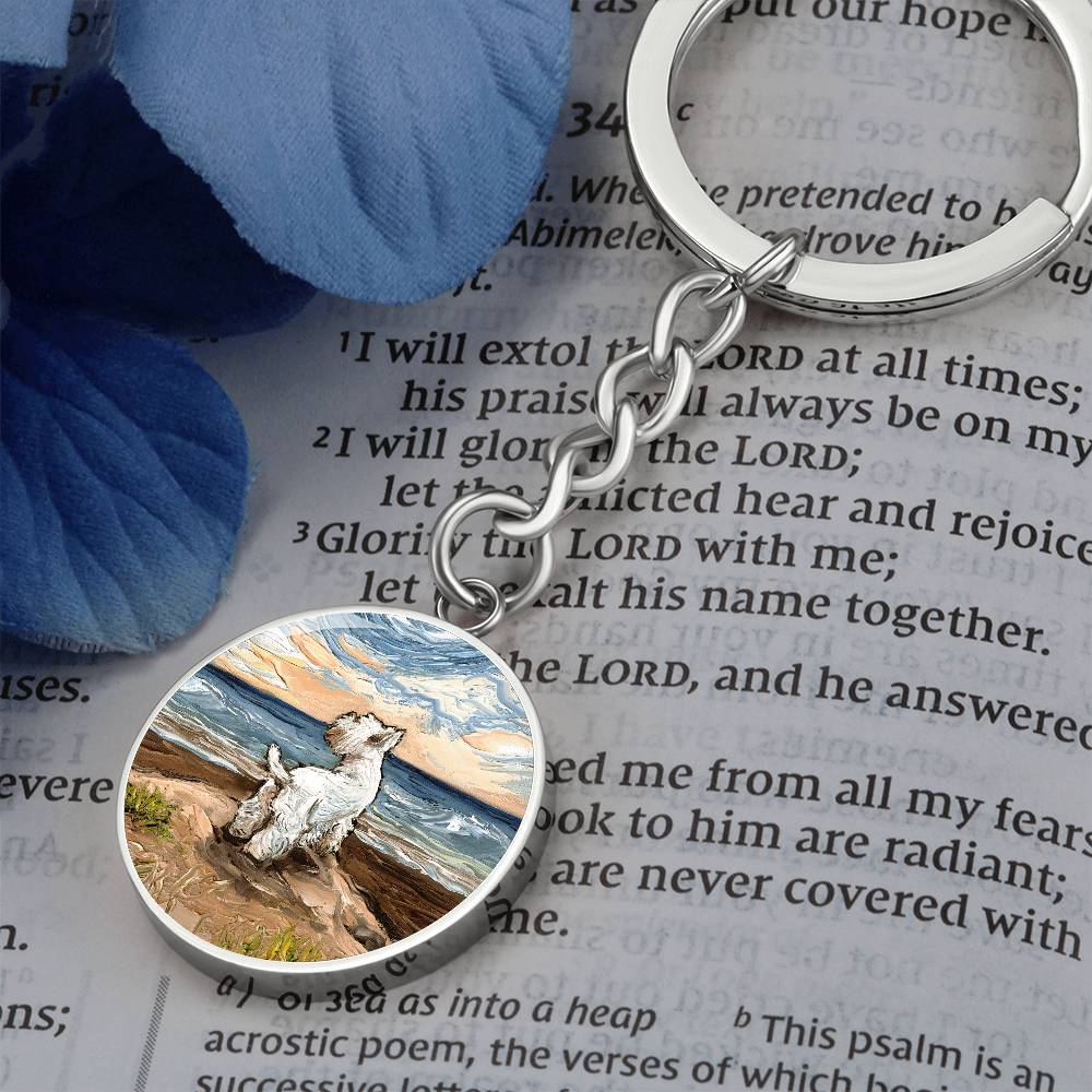 Beach Days - Westie Round Keychain