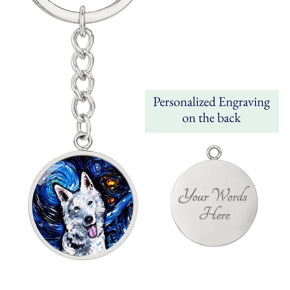 Swiss Shepherd Starry Night Round Keychain