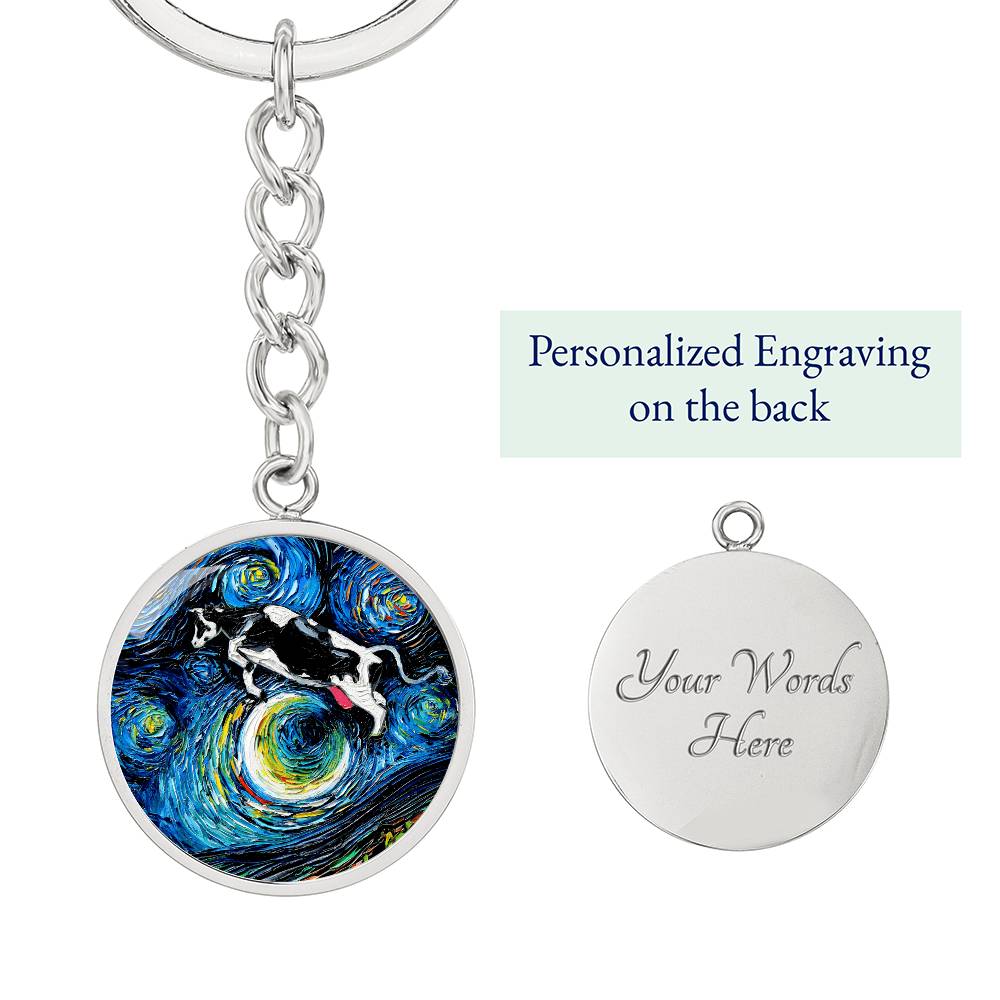 The Cow Jumped Over The Moon Round Keychain