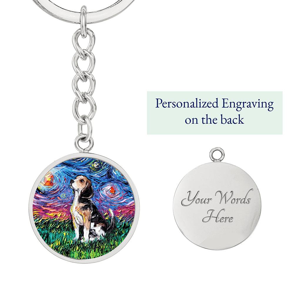 Beagle Starry Night Round Keychain