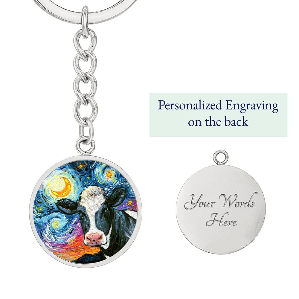 Holstein Starry Night Round Keychain