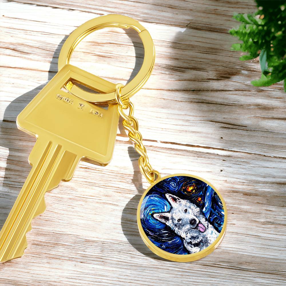 Swiss Shepherd Starry Night Round Keychain