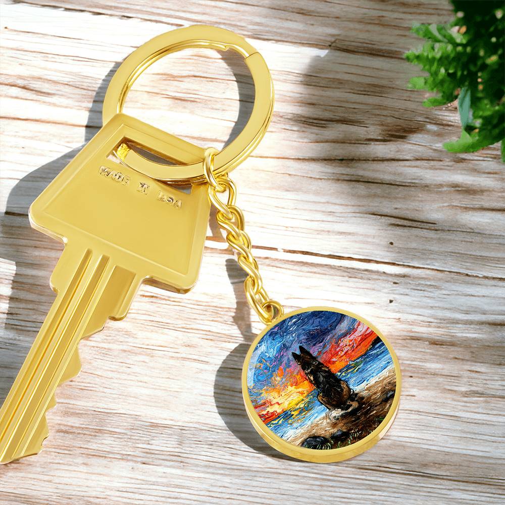 Beach Days - German Shepherd Round Keychain