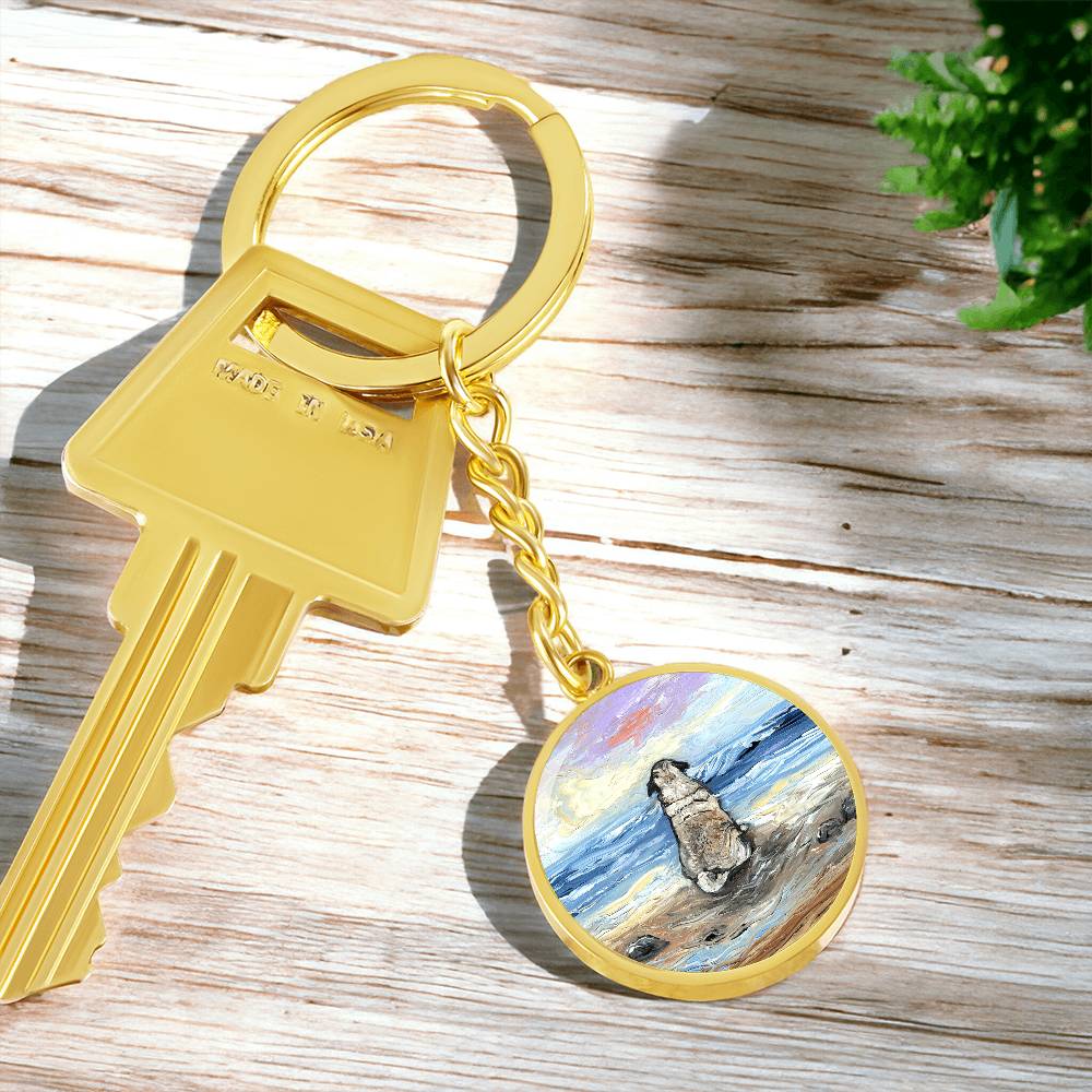 Beach Days - Pug Round Keychain