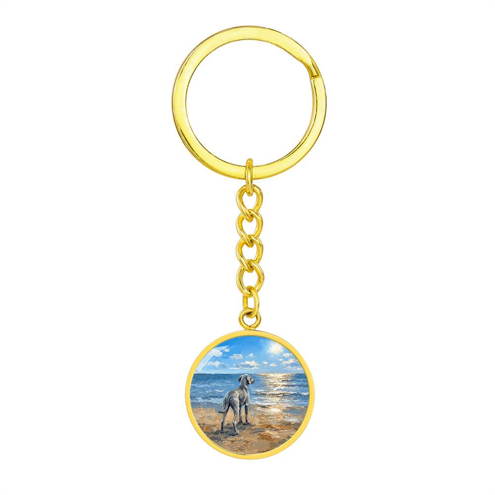 Beach Day - Weimaraner Round Keychain