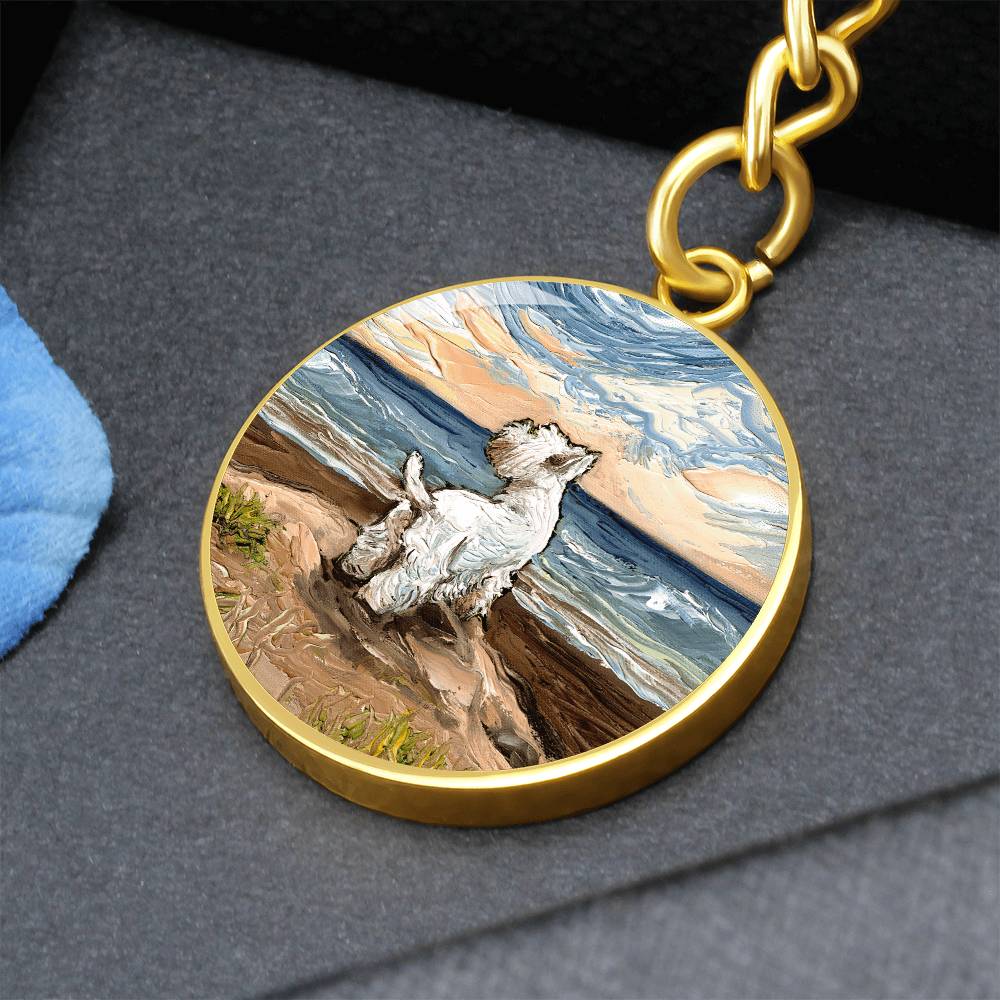 Beach Days - Westie Round Keychain