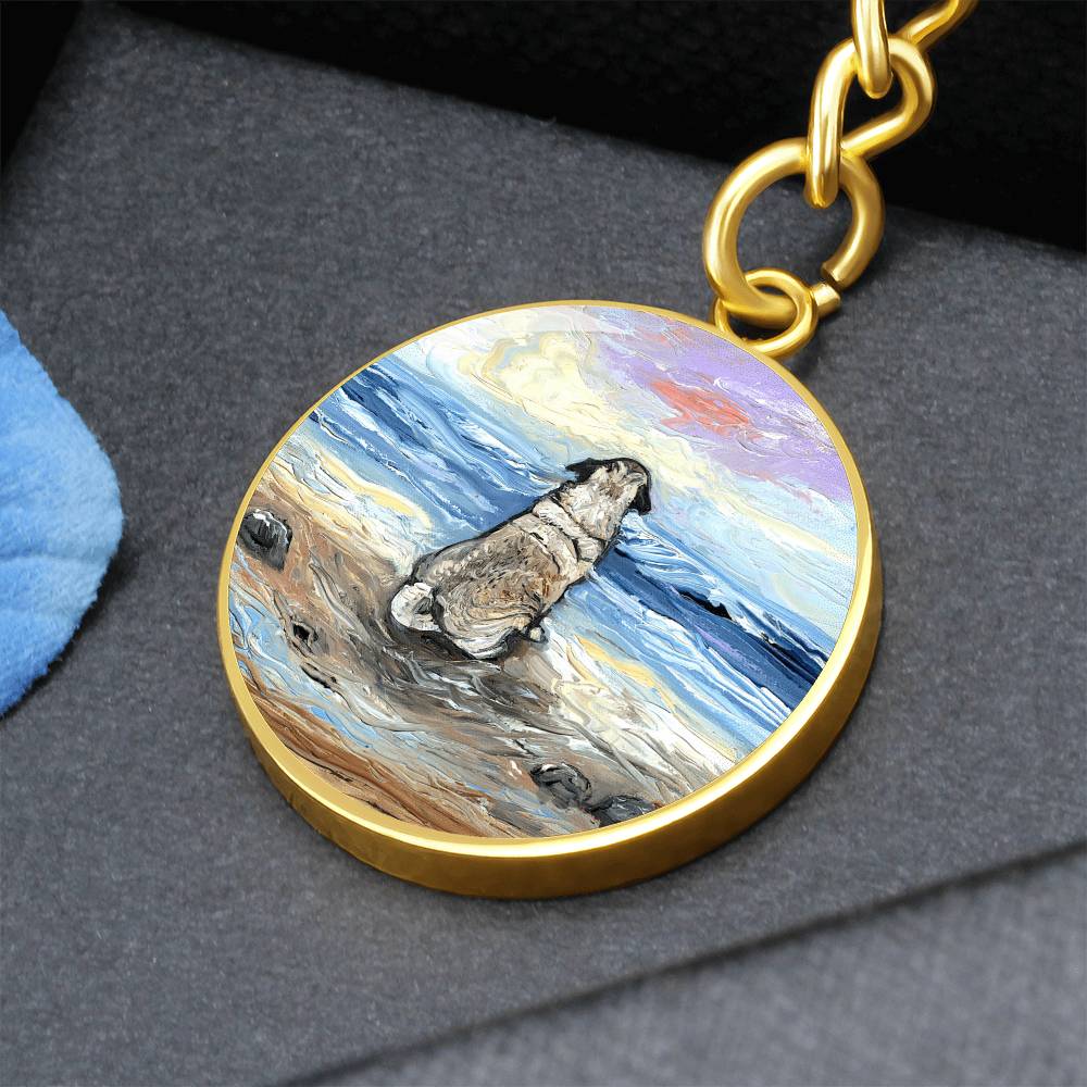 Beach Days - Pug Round Keychain