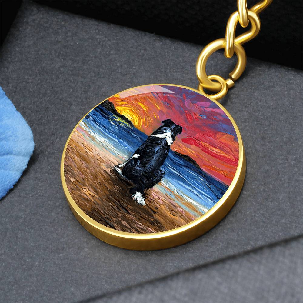 Beach Days - Border Collie Round Keychain