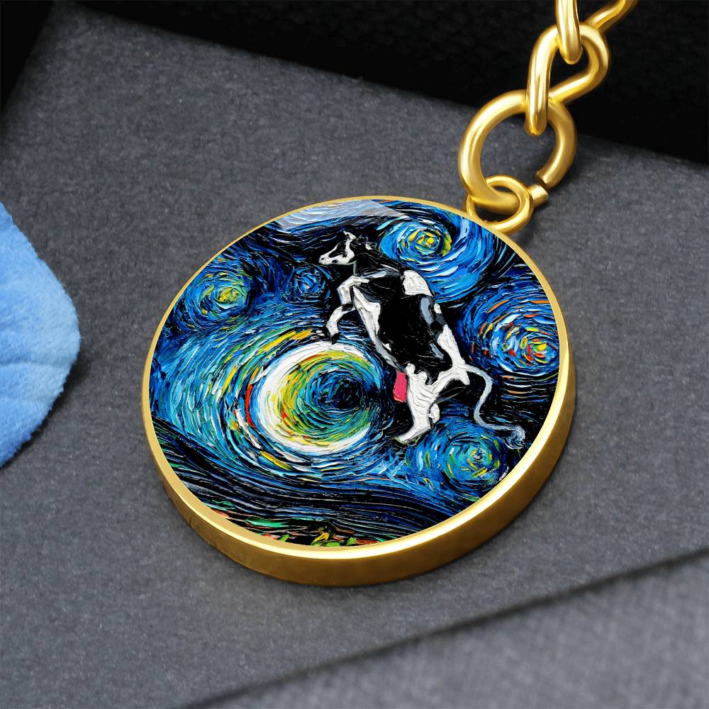 The Cow Jumped Over The Moon Round Keychain