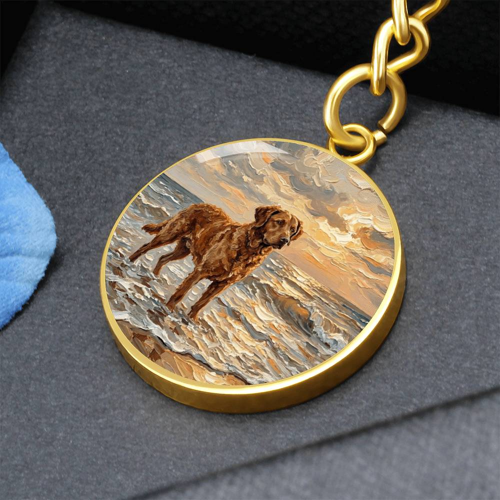 Beach Day - Chesapeake Bay Retriever Round Keychain