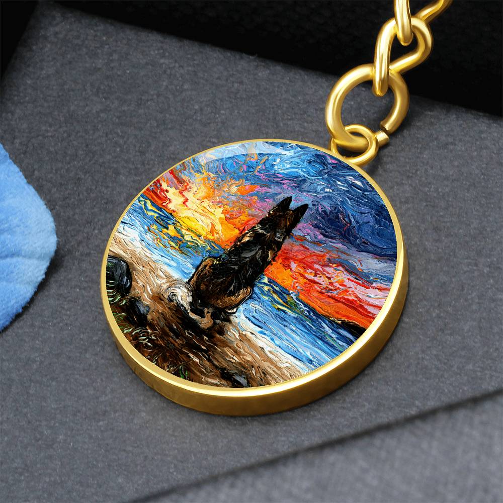 Beach Days - German Shepherd Round Keychain